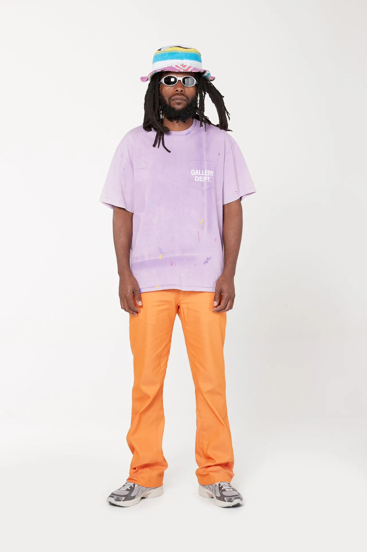 New models in stock! GALLERY DEPT VINTAGE LOGO PAINTED TEE PURPLE Purple ink splashed distressed short sleeves Retro English pocket TEE Purple S-XL Ready-to-wear dyeing Fried salt distressing Hand-sewn plaster bone Very heavy industry Manufacturing dark and light fading technology Hand-splashed ink graffiti Genuine acrylic material
